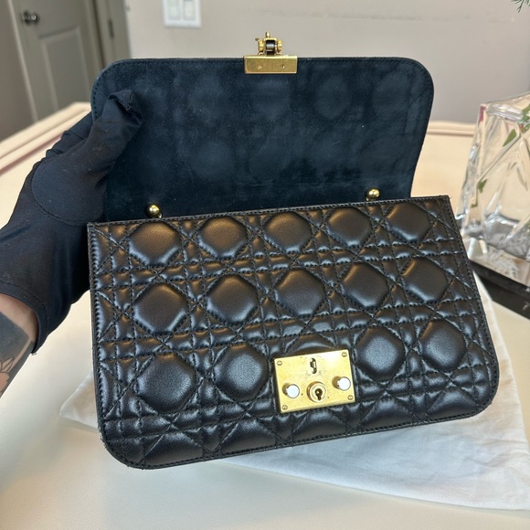 Authentic Christian Dior Black Leather Shoulder Bag With Gold hardware - Picture 12 of 16